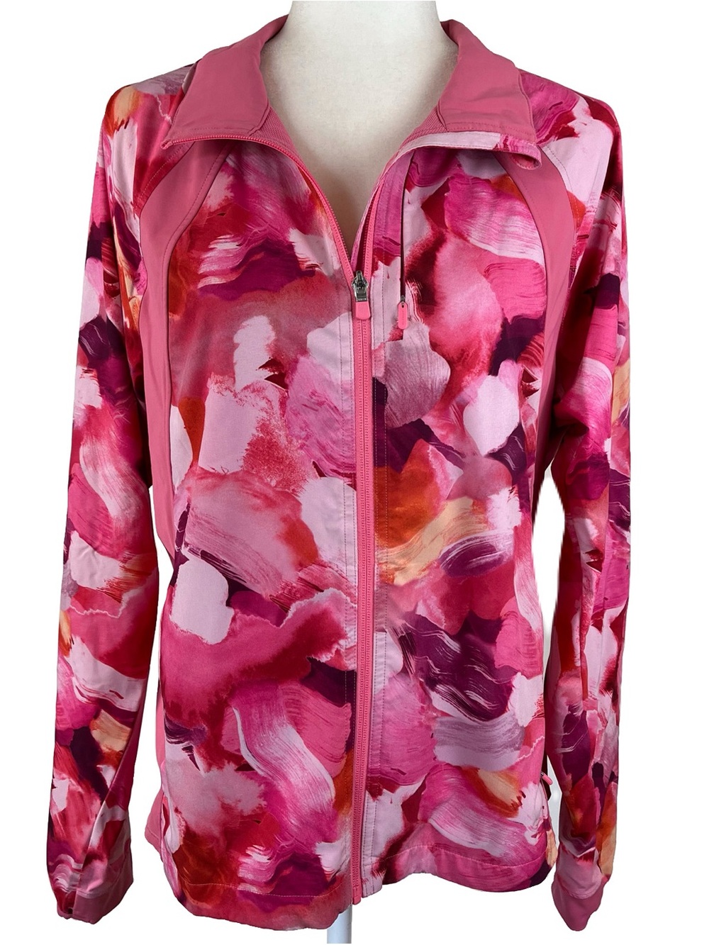 Athleta Womens Run With It Painted Energy Floral Jacket Lightweight Size Large